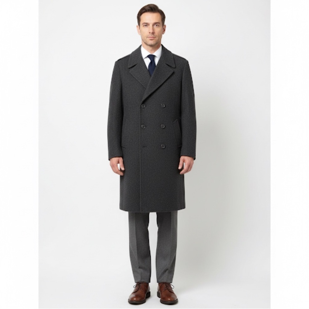 Men's Vintage London Fog Long Wool Coat Grey Made in USA Size 40 Regular
